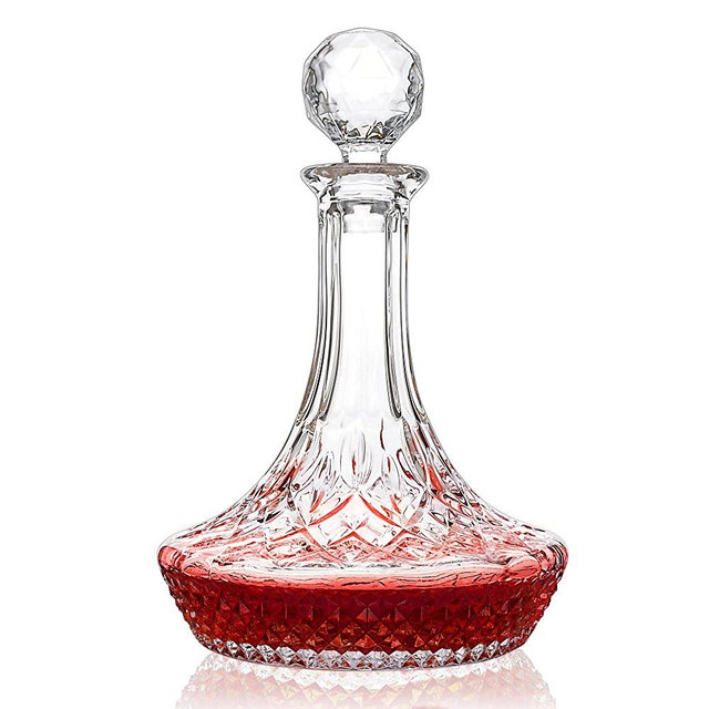 KANARS Wine Decanter Carafe, Hand-Blown Red Wine Decanter Aerator 1250ml/42oz, Lead-free Crystal Liquor Wine Pitcher with Stopper for Home Bar Dinner