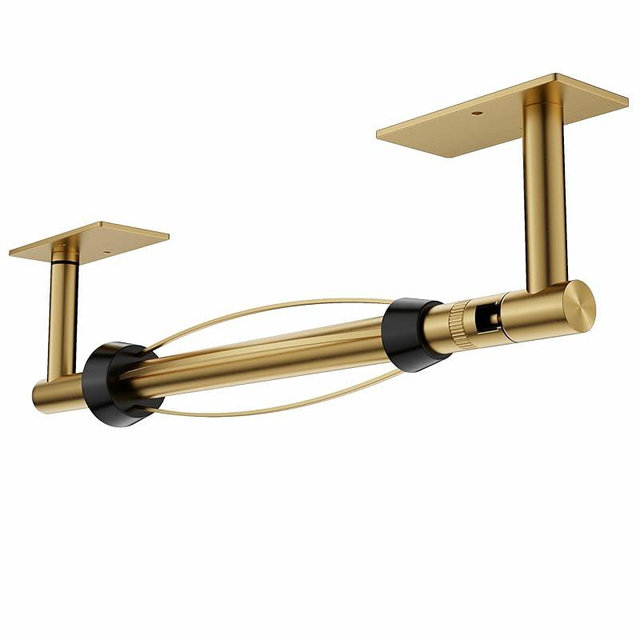 WZKALY Gold Paper Towel Holder Under Cabinet, Self Adhesive or Wall Mount Hanging Paper Towel Holder with Damping Effect, Single Hand Operable, Stainless Steel for Kitchen Bathroom