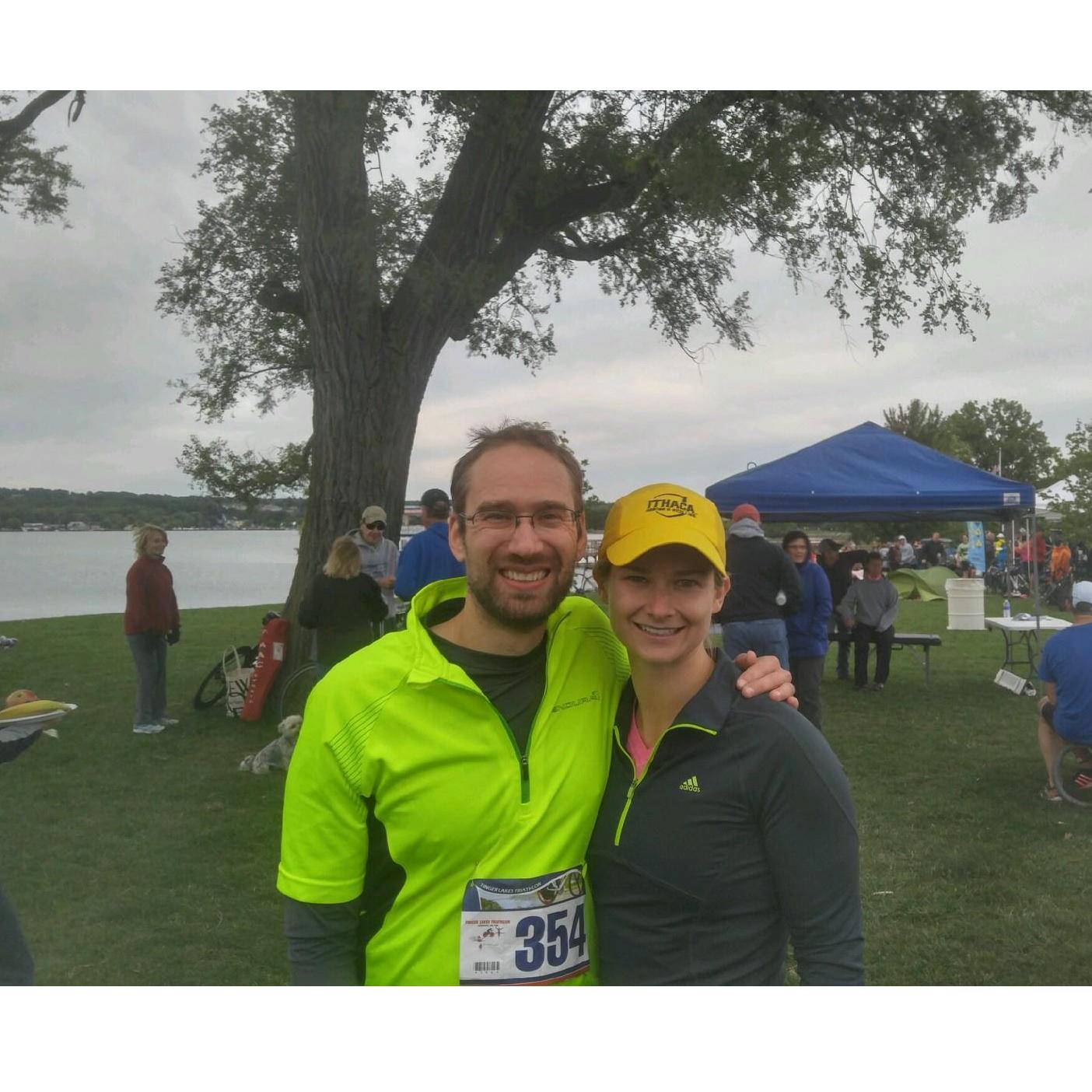 After completing the Finger Lakes Triathlon.