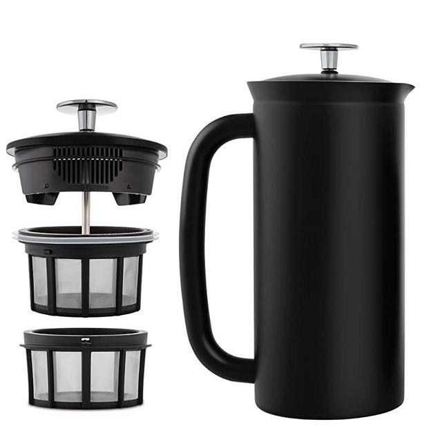 ESPRO P7 Double Walled Stainless Steel Insulated Coffee French Press, 32 Ounce, Matte Black