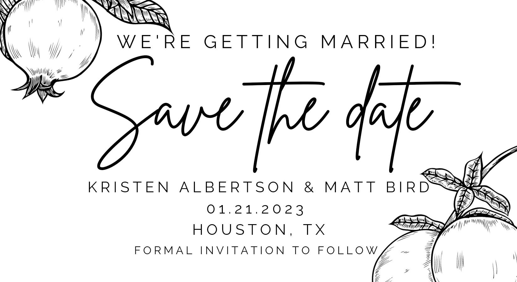 The Wedding Website of Kristen Albertson and Matt Bird