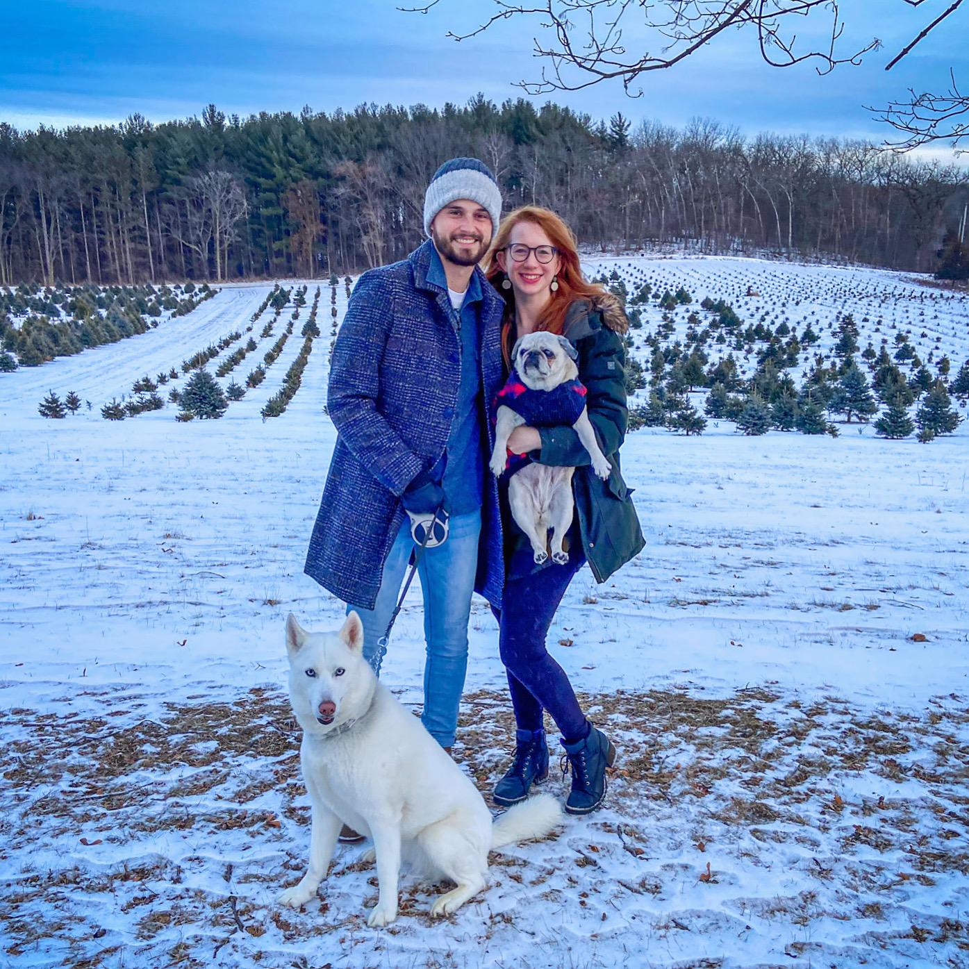 A favorite family photo featuring Franny and Skye. Taken on Christmas Day at Emily's grandparents property in Burlington, WI. 12.25.2022