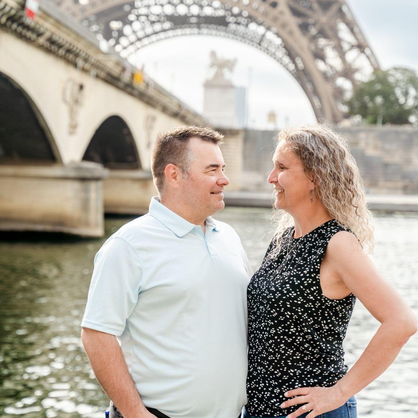 Under the Eiffel Tower.