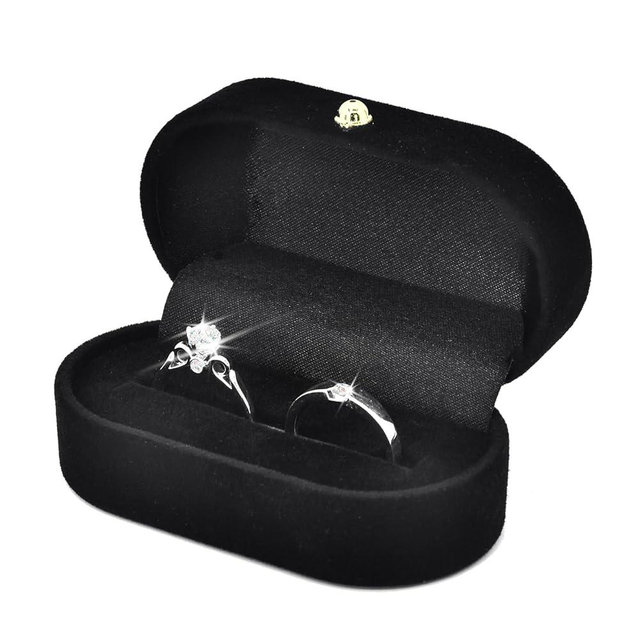 Eveynsh Velvet Ring Box, Jewelry Ring Gift Box Vintage Ring Display Holder Case with Wider Slot for Single or Double Rings, Ideal for Bridal Photo, Wedding, Proposal, Ceremony, Anniversary