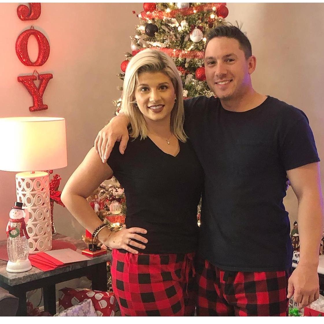 First Christmas I successfully convinced Don to wear matching PJs. 🖤❤️😂