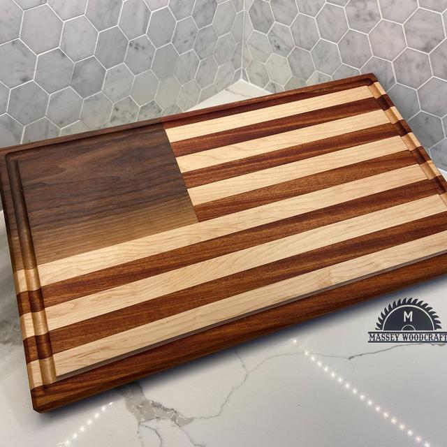 American Flag Hardwood Cutting Board