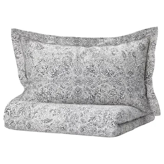 Duvet cover and pillowcase(s), white/gray