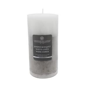 Layered Pillar Candle Jasmine Bouquet/White Linen/Warm Amber 6" - Chesapeake Bay Candle