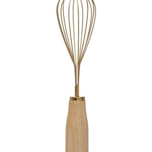 "Bloomingville Standing Stainless Steel Wood Handle, Gold Finish Whisk, 10.25""" (AH1754)