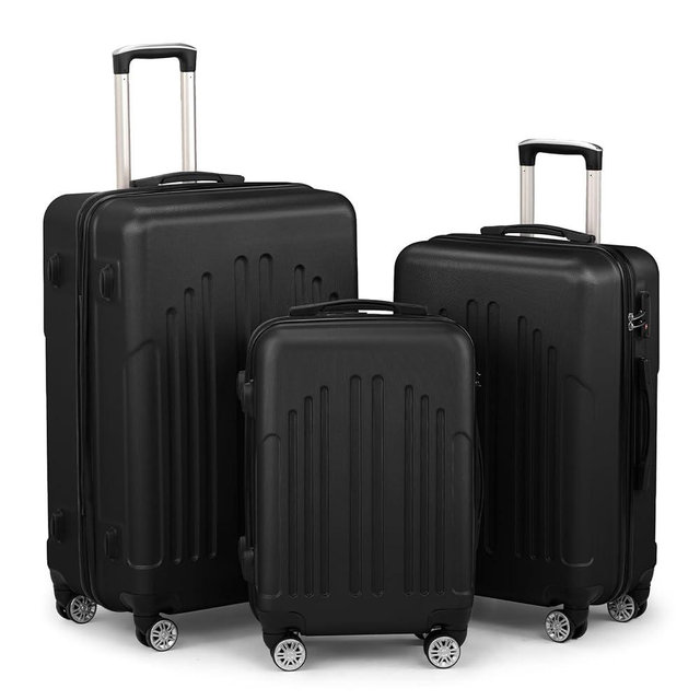 Karl home Luggage Sets 3 Piece, ABS Hardside Suitcase Set with Double Spinner Wheels & TSA Lock for Travel Business, 3-Piece Set (20/24/28), Black