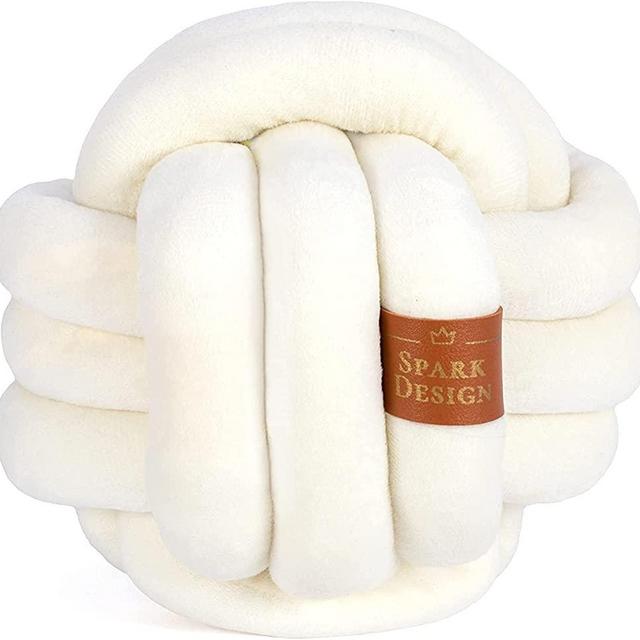 SPARK DESIGN Knot Pillow - Round Throw Pillow Ball - Fun and Decorative Knot Pillows - Knotted Cushion Balls - Handmade Knot Pillows - Modern Knot Decor (8 Inches,White)