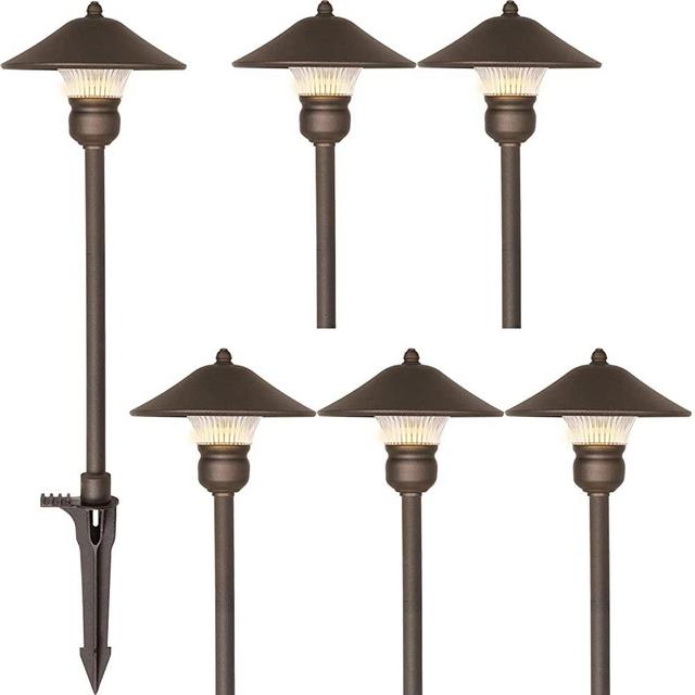 Hykolity 6 Pack Low Voltage LED Landscape Pathway Light, 3W 150LM 12V Wired for Outdoor Yard Lawn, Die-cast Aluminum Construction, 30-Watt Equivalent 15-Year Lifespan