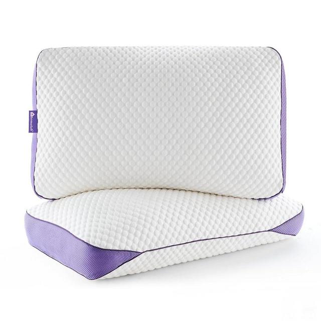 HOMELAB Adjustable Shredded Memory Foam Pillows King Size, Cooling Bed Pillows for Sleeping with Removable Cover, 2 Packs Medium Pillows for Side Stomach & Back Sleepers, 20"x34"