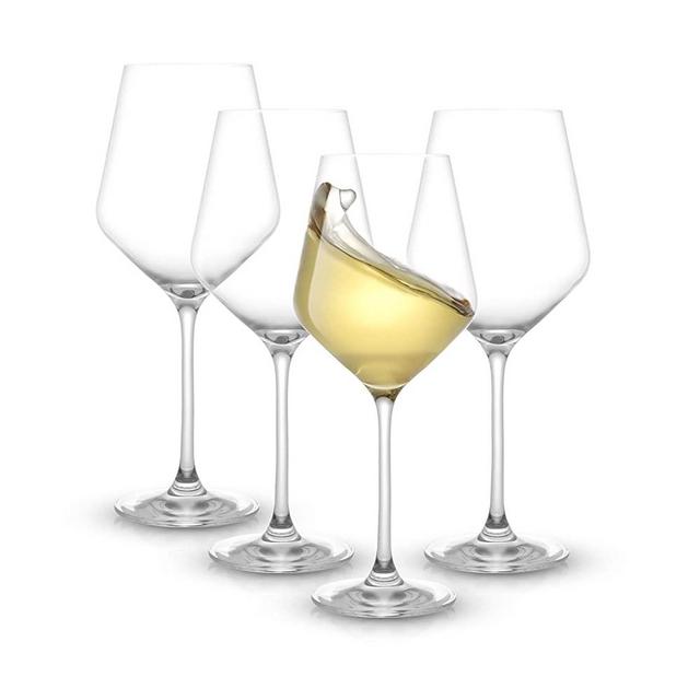 JoyJolt Layla White Wine Glasses, Set of 4 Italian Wine Glasses, 13.5 oz Clear Wine Glasses