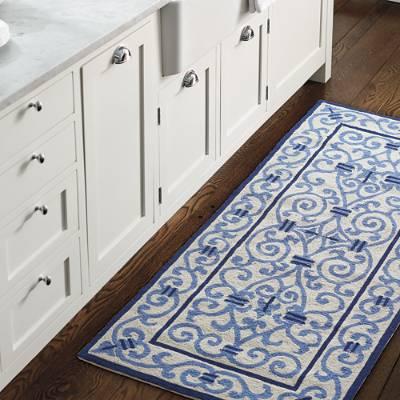 Serafina Memory Foam Kitchen Mat - Ivory/Blue 2'6" x 4