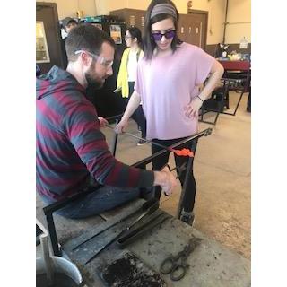 One of our first dates when we went to a glass blowing class