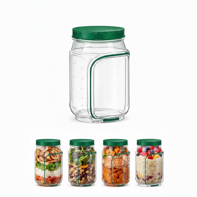 TANRICHA Jar Side Open with Leakproof Dressing Compartment, Portable Container, Home, Office, Travel, Outdoor Salad Container for Lunch