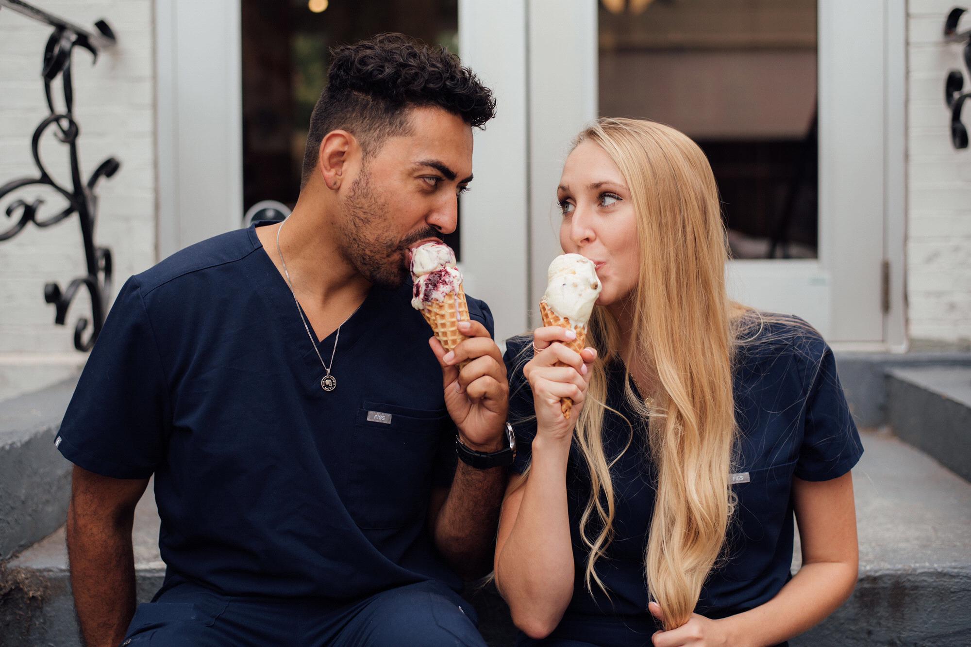 Engagement photos in Pittsburgh by the amazing Sami Saunders! August, 2020. Eating ice cream at Millies!