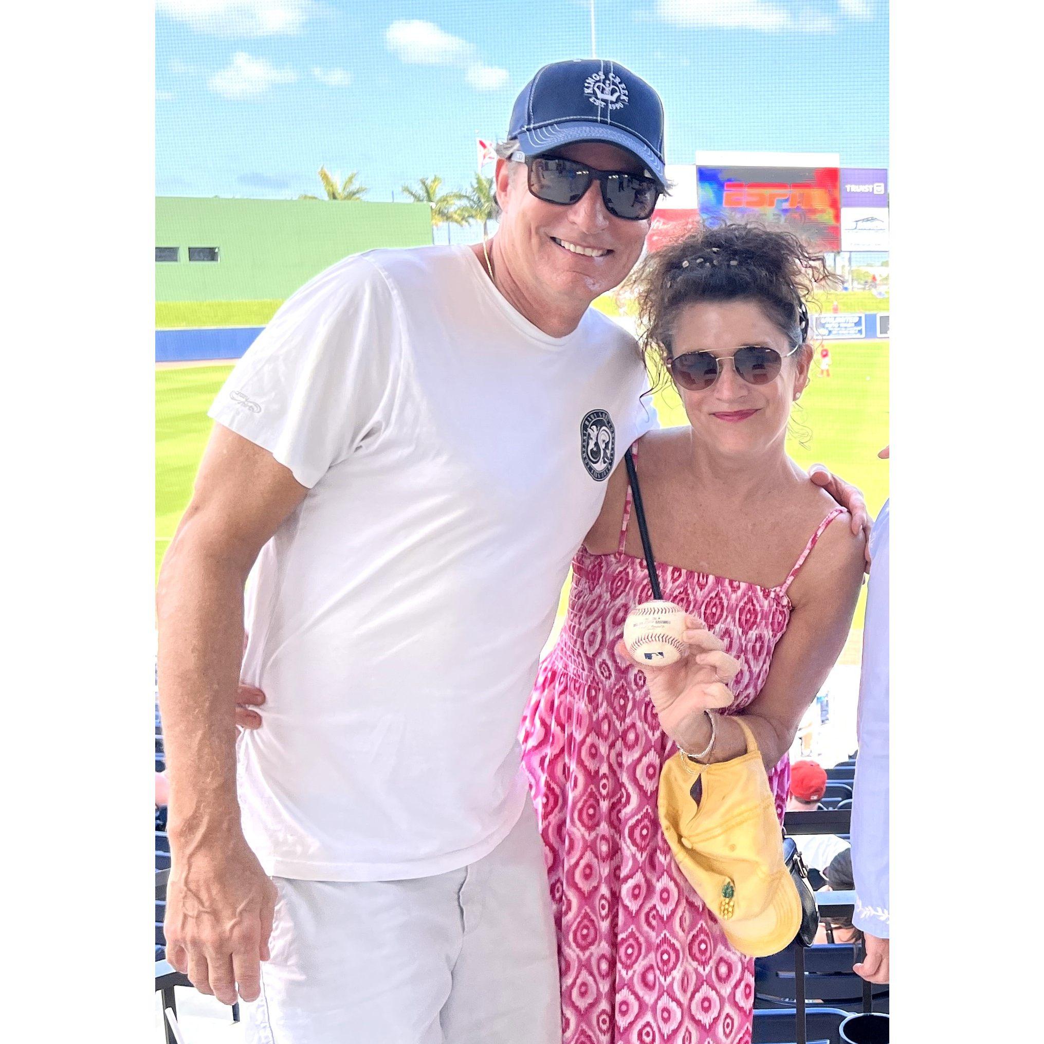 Nats Spring training game in West Palm - Greenfield snags a ball! Unbelievable!