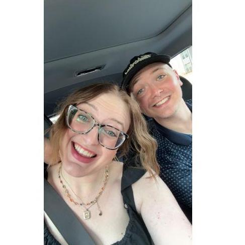 Quick car selfie before we knew we were going to ride on the back of a tow truck for 3 hours.