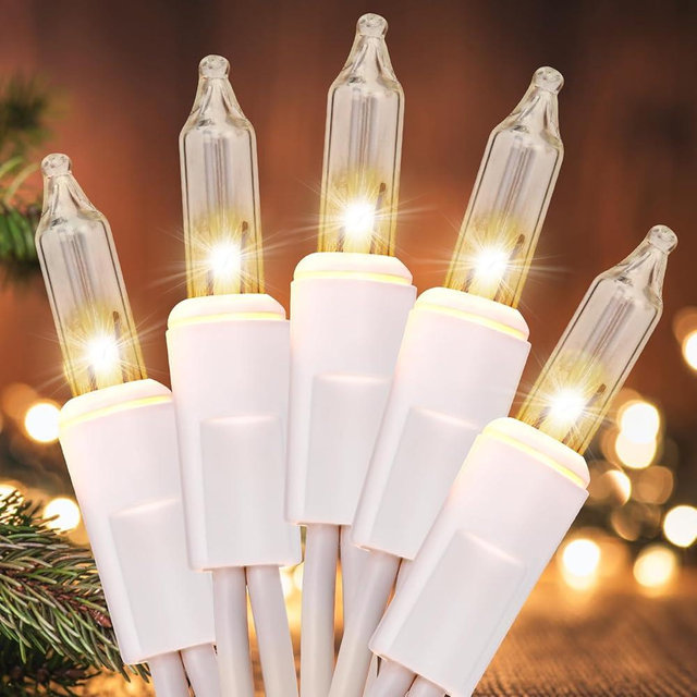 Meteds Christmas Lights 2Pack 100 Count Clear Mini Lights White Wire ULCertified Connectable Multicolor String Lights for Christmas Tree,Home,Patio,Wedding,Party,Festival Decor, LEH-100L/2F(0.34A)