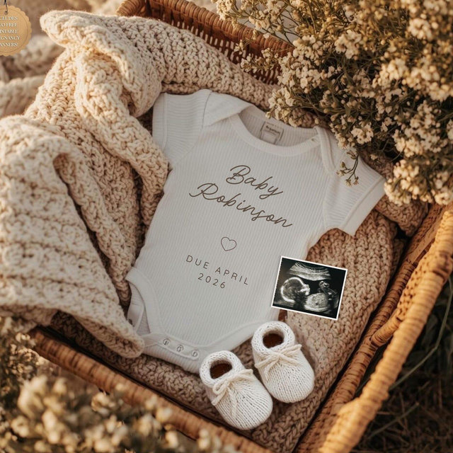 Neutral Baby Announcement: Minimalist Pregnancy Reveal Editable Canva Template for Social Media (Digital Download)