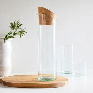 LSA International Canopy Carafe 44 oz, Luxury Handcrafted Recycled Glass Decanter with Domed Base and Sustainable Cork Stopper