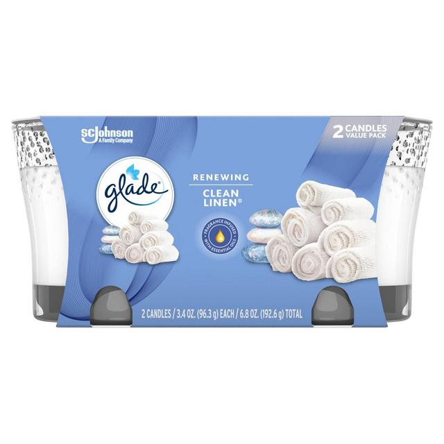 Glade Clean Linen Candle - 2pk/3.4oz