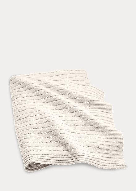 Cream: Ralph Lauren Cable Cashmere Throw Blanket