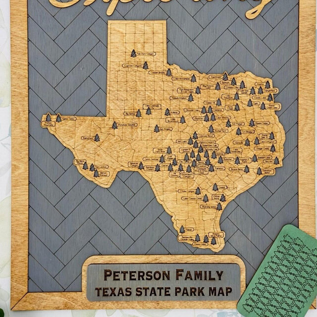 Custom Texas State Parks Travel Map: Personalized Tracker, Gift for Texan