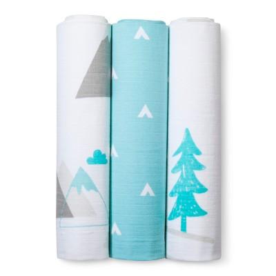 Muslin Swaddle Blankets Adventure Awaits 3pk - Cloud Island™ Light Blue