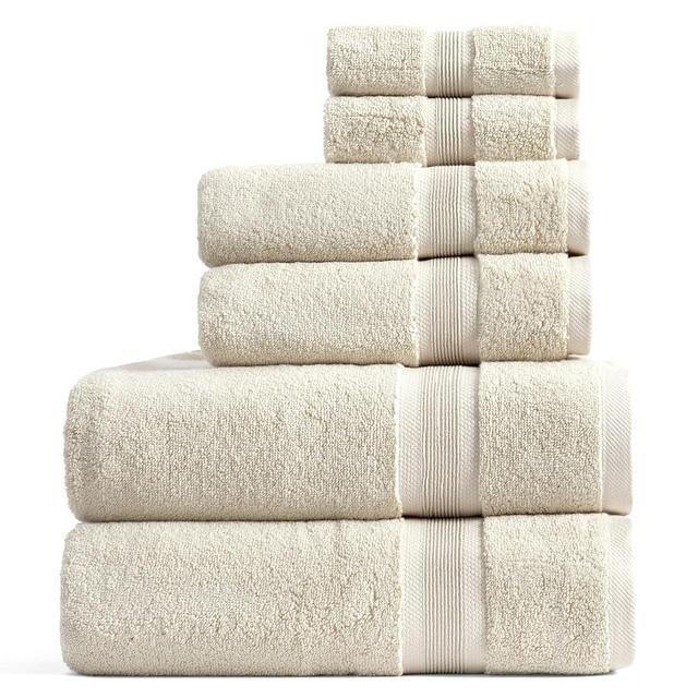 Springtree Home Luxury Viscose from Bamboo Bath Towel Set 6 Piece Set | 35% Viscose from Bamboo - 65% Cotton | Absorbent Quick-Dry Towels for Bathroom | Oeko-TEX Standard 100 Cotton | Sand