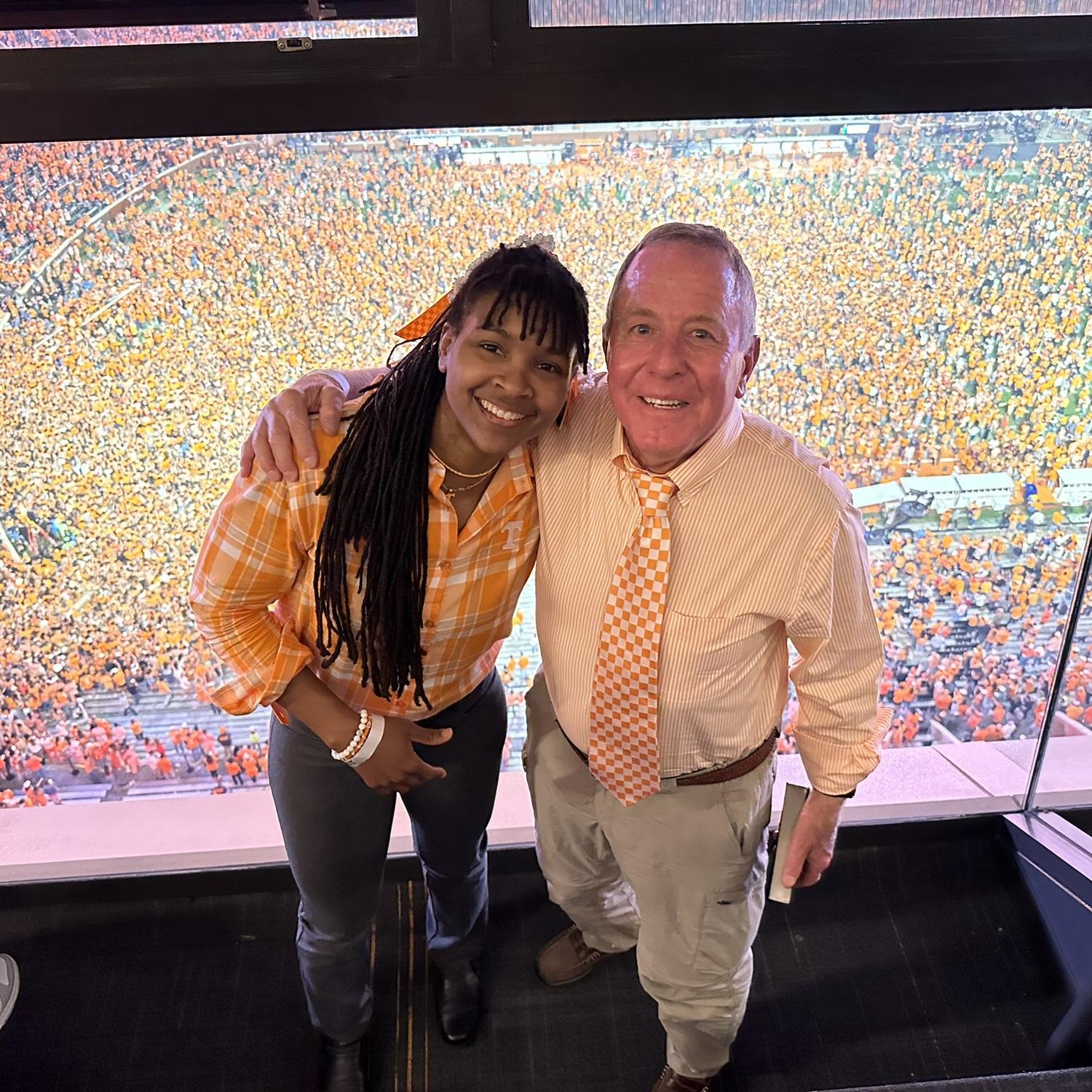 This was the most fun we ever had at a football game. It was the 3rd Saturday in October, a crucial time for Knoxville. UT always plays Alabama then. Well, we won and got to witness the orange sea!