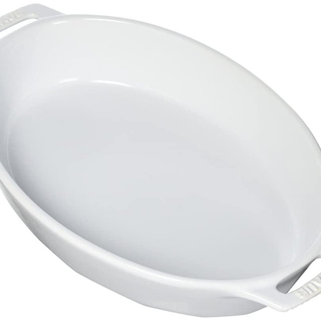 STAUB Ceramics Oval Baking Dish, 11-inch, White