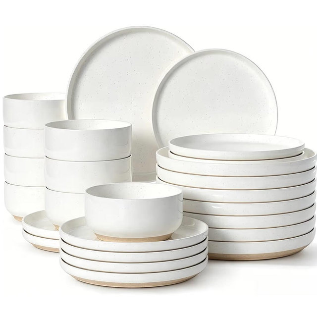 Dairy Plates and Bowls Sets, Scratch Resistant Dinnerware Sets for 12