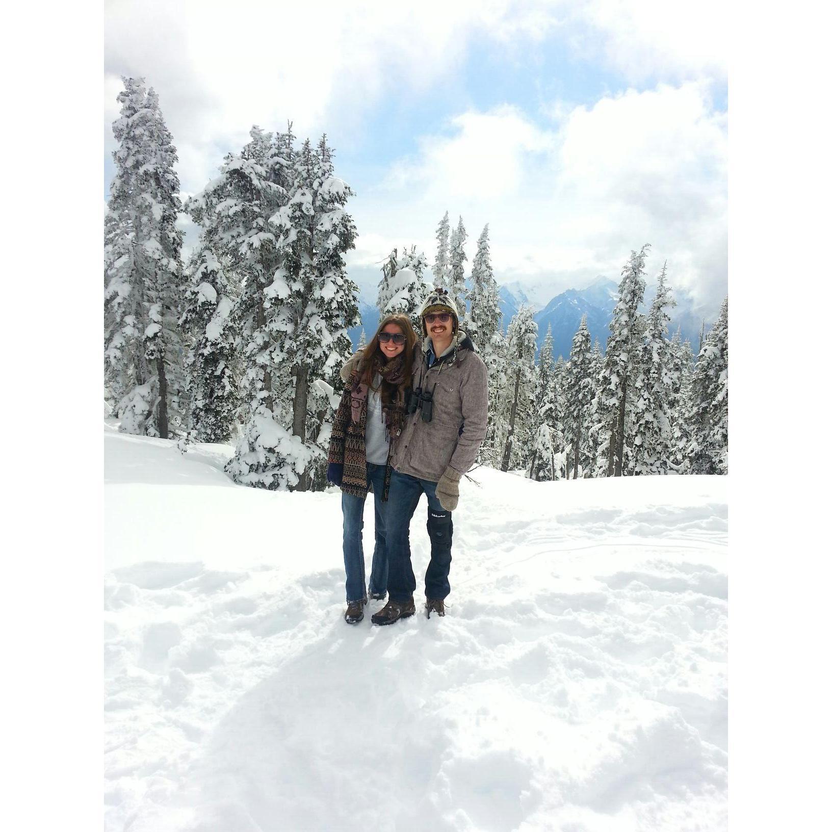 Standing on 13 feet of snowpack. Hurricane Ridge, Olympia National Park. Road Trip, March 2013.