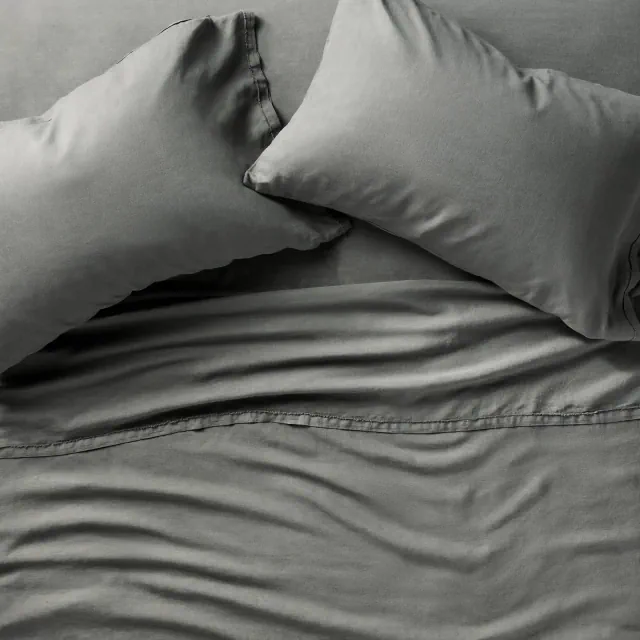 Full 100% Linen Sheet Set Dark Gray - Casaluna™