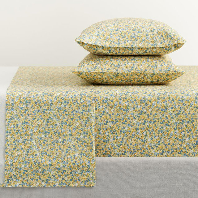 Ditsy Floral Percale Sheet, Set King, Yellow