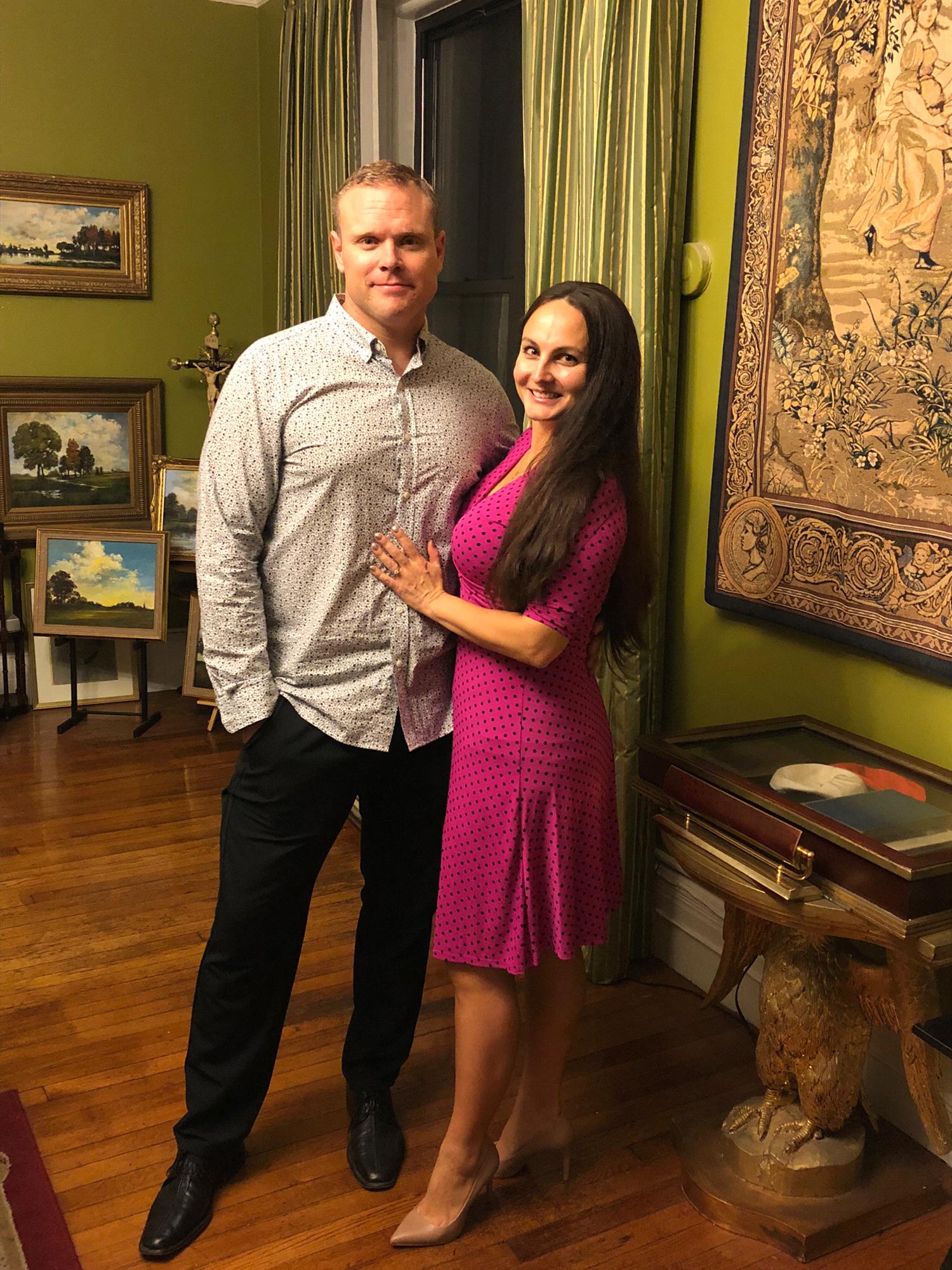 First Friday night out as a newly engaged couple