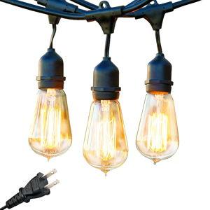 Brightech 48-Feet Plug-in Black Indoor/Outdoor String Light with 15 Incandescent Edison Bulbs
