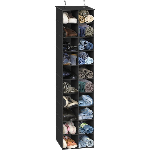 Simple Houseware 20 Section Shelves Hanging Shoes Organizer Holder for Closet, Black