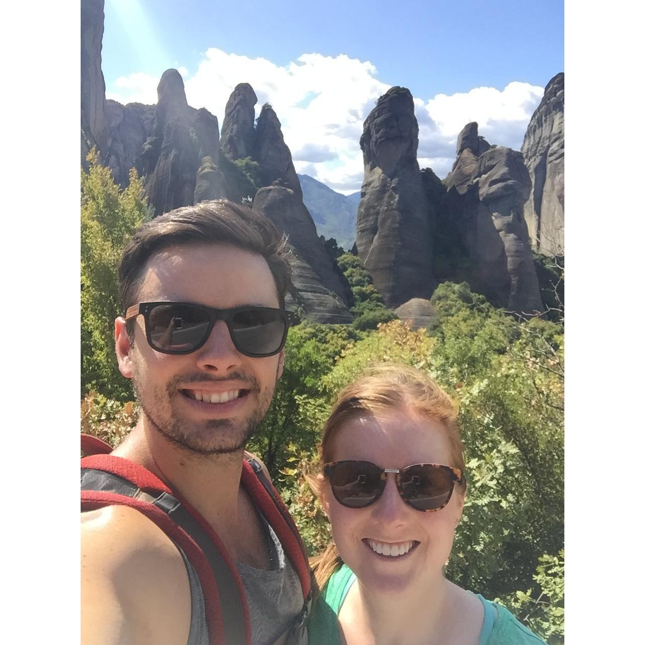 Hiking around the Meteora.