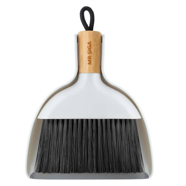 MR.SIGA Mini Dustpan and Brush Set, Portable Cleaning Brush and Dustpan Combo with Bamboo Handle, 1 Set