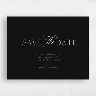 Black Typography Wedding Save the Date - Payton Landscape