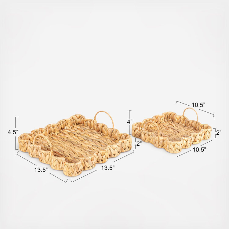 Household Essentials, Woven Water Hyacinth Scalloped 2-Piece