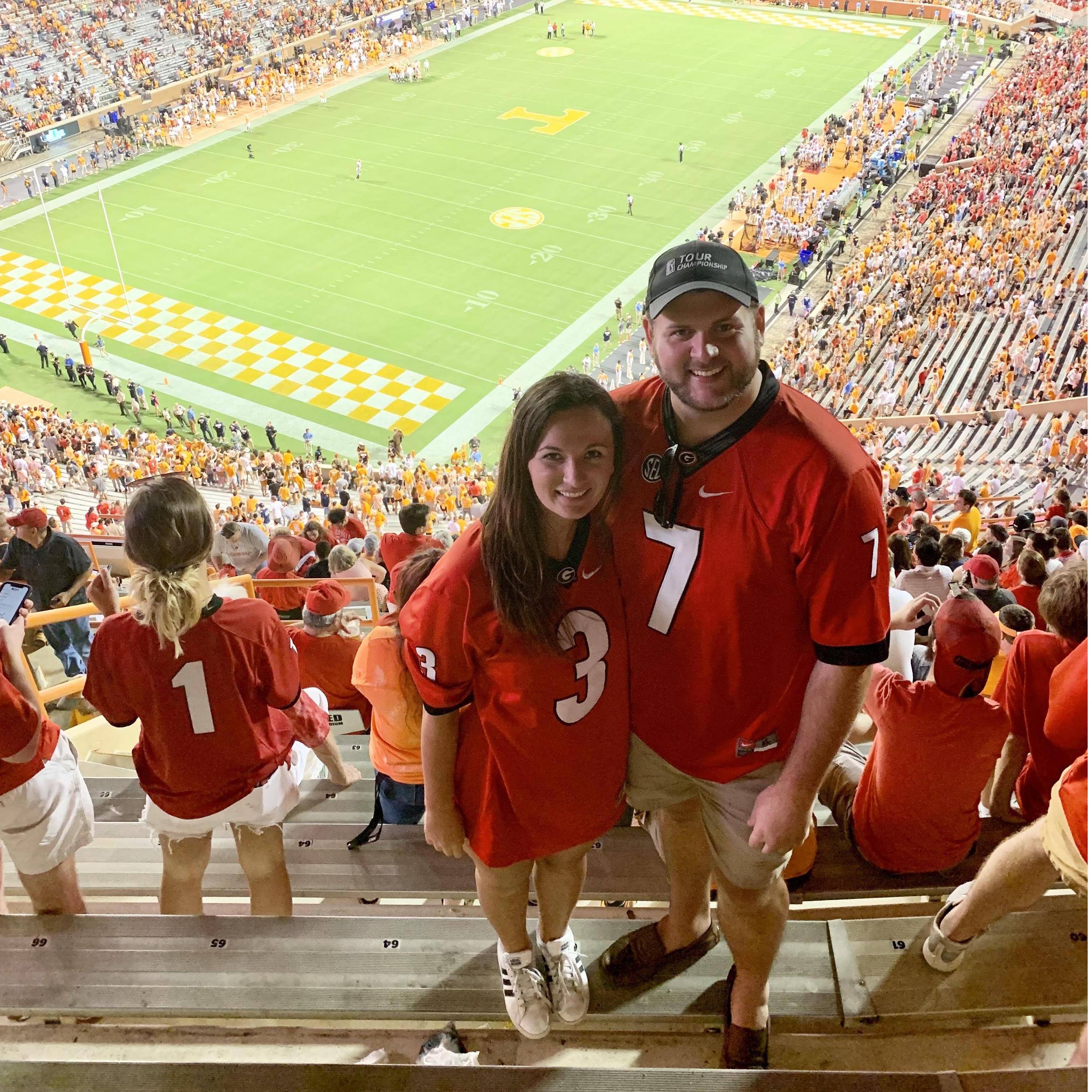 While Colt bleeds red & black now, he grew up a University of Tennessee fan because both of his parents attended the school. It's always fun to attend the UGA vs. UT game for the family rivalry.