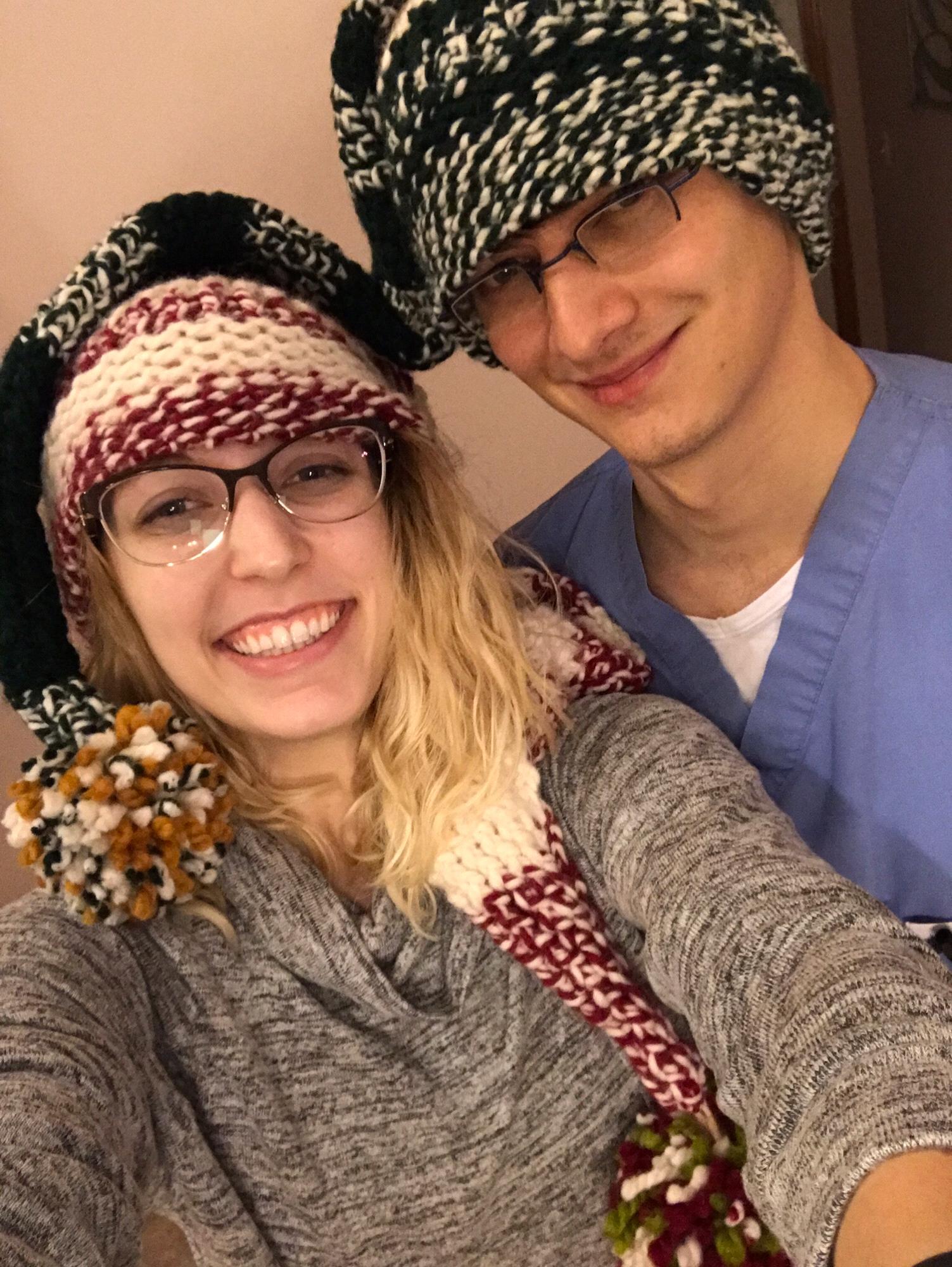 Nick and Sara couldn’t agree on who got the awesome Christmas hat, so Aunt Buffy made a second.