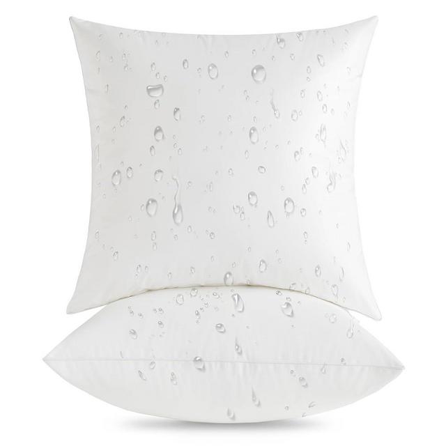Oubonun 18x18 Outdoor Pillow Inserts (Pack of 2) - Square Waterproof Throw Pillow - Decorative Throw Pillows Insert for Couch Sofa Bed Patio Furniture - White Pillows