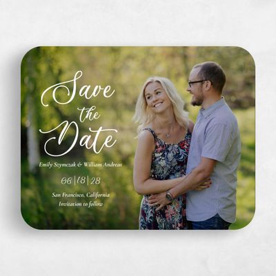 White Rounded Wedding Save the Date - Kenton Portrait