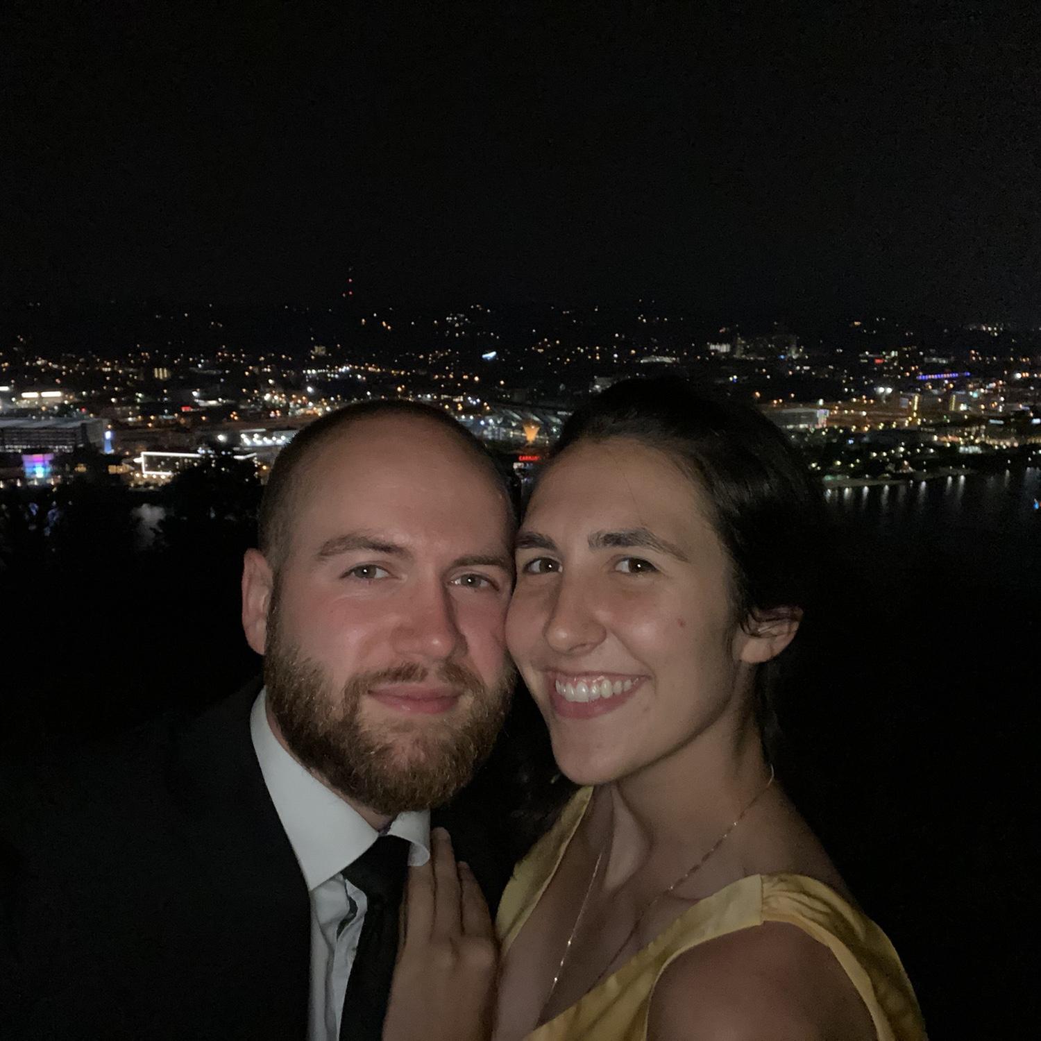the mount washington overlook after dinner for our one year anniversary at monterey bay (jacob calls it the fish grotto because he isn't a pure blood yinzer)